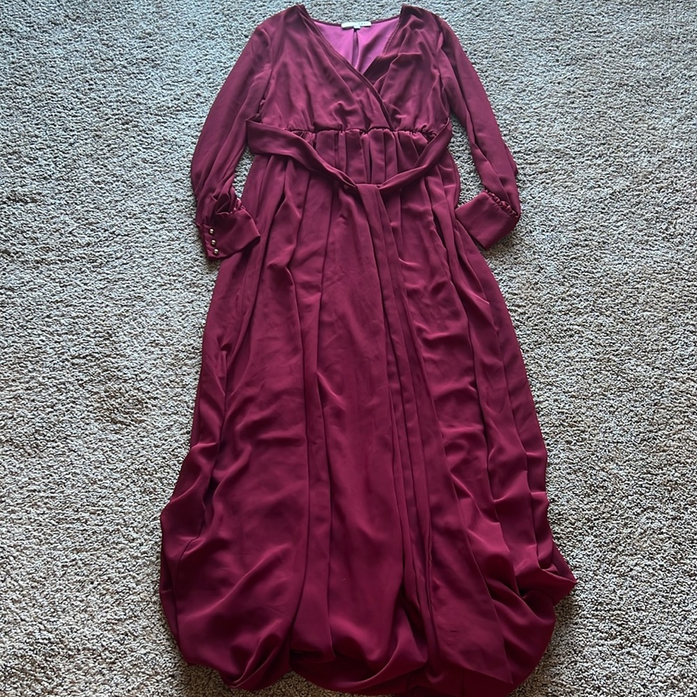 Baltic Born Long Burgundy Wrap Maxi Dress